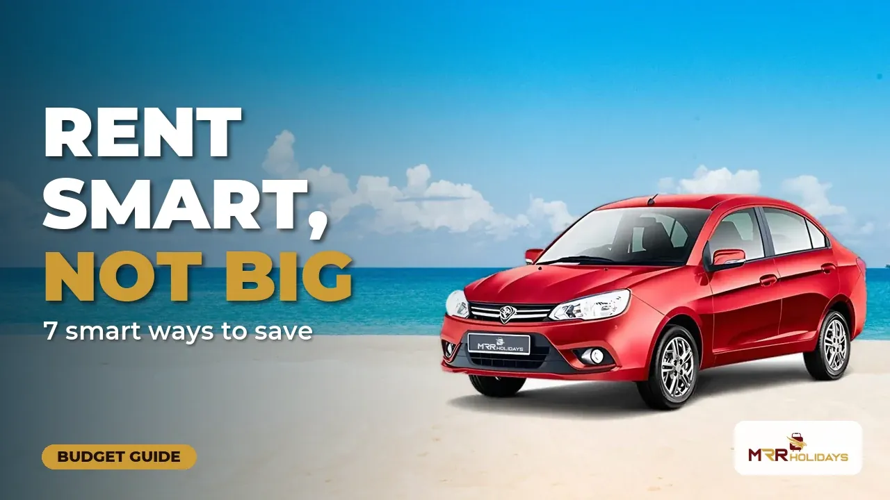 Kereta sewa Proton Saga merah di pantai Langkawi