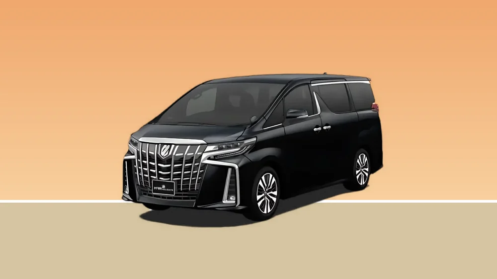Toyota Alphard hitam dengan pemandu peribadi untuk lawatan sehari di Langkawi